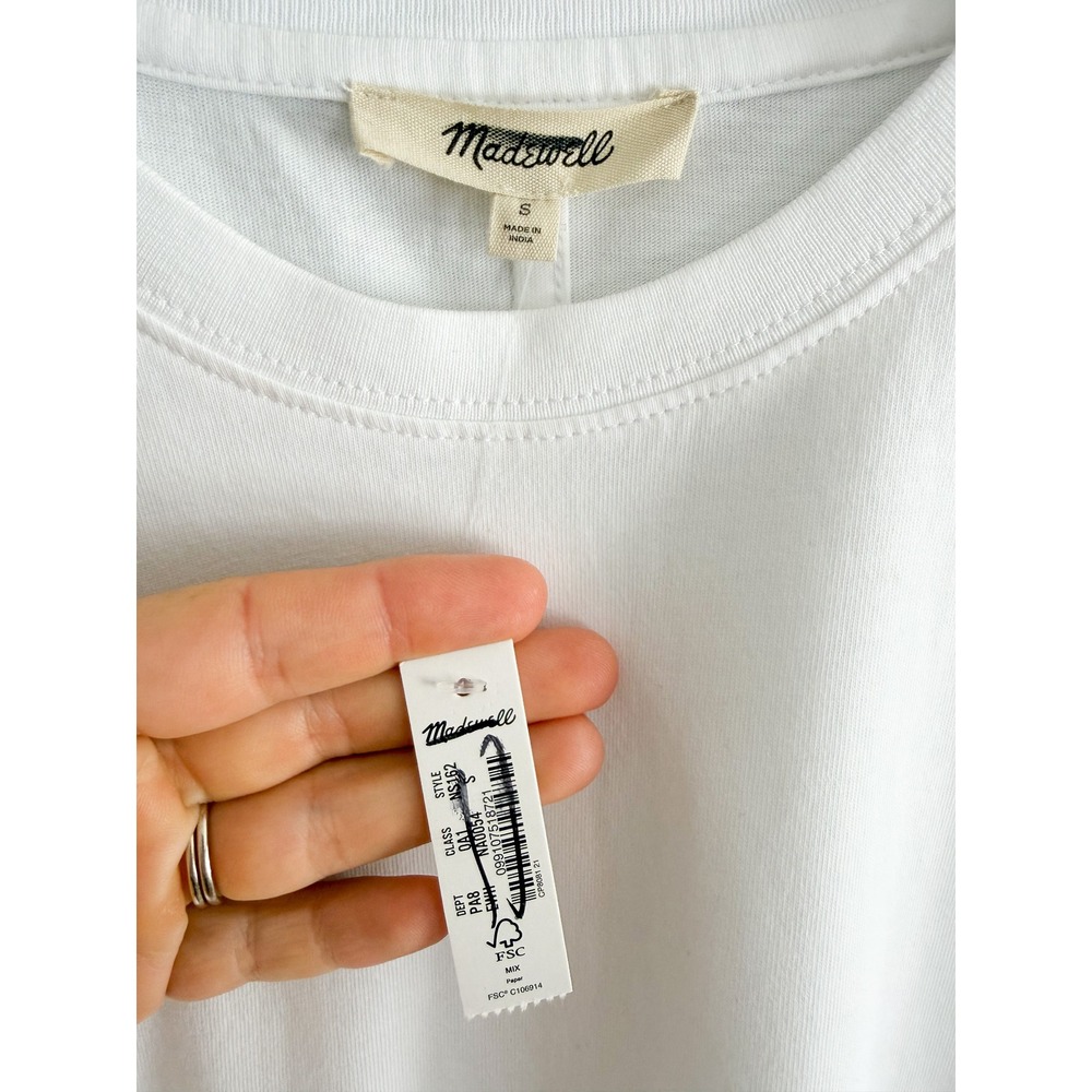 Madewell | NWT Relaxed Oversized Cotton Tee Eyelet White | Sz S - Picture 4 of 8